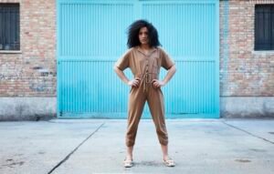 Buttoned up collar jumpsuit
